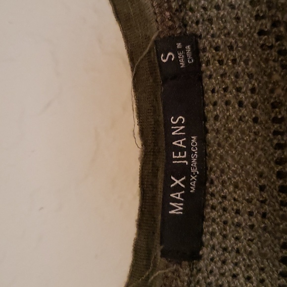 Max Jeans Cutwork over mesh Yoke on front/back tank top shirt olive green - Picture 3 of 9